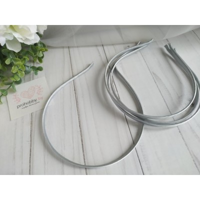 Ободок для волос, металл в атласе, 0,5 см, цвет серый